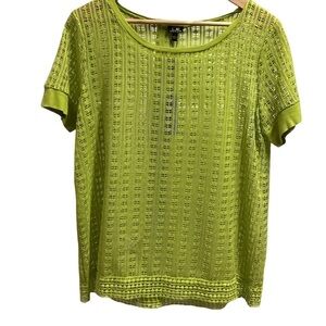 Cable & Gauge green, crochet knit top size L